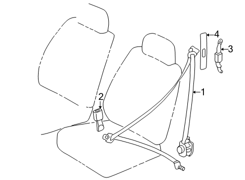 2000 Toyota Corolla Belt Assy, Rear Seat 3 Point Type, Inner, LH Diagram for 73480-02031-E0