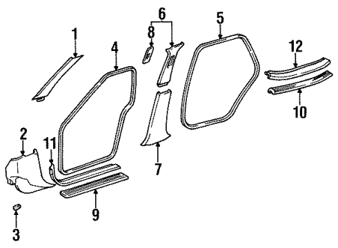 1995 Toyota Avalon Interior Trim - Pillars, Rocker & Floor Diagram