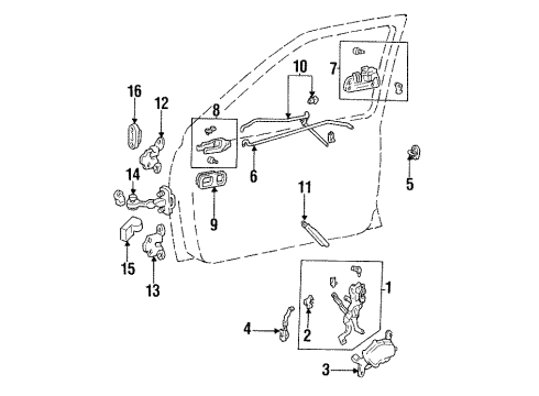 1997 Toyota T100 Rear Door, Body Diagram