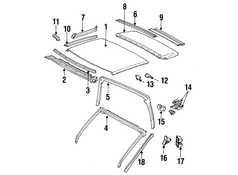 1988 Toyota Supra WEATHERSTRIP, Roof Side Rail LH Diagram for 62384-14052