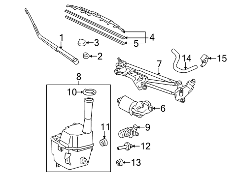 2004 Toyota Sienna Rear Windshield Wiper Blade Assembly Diagram for 85242-AE010