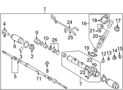 2001 Toyota Camry Power Steering Gear Assembly(For Rack & Pinion) Diagram for 44250-33260