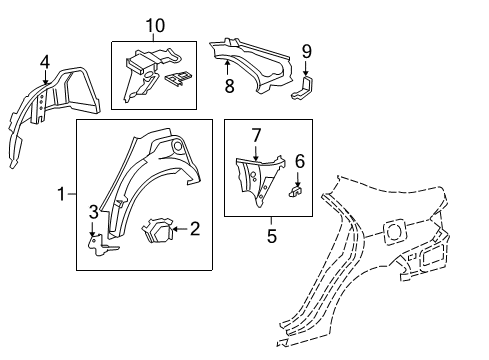 2012 Toyota Corolla Inner Structure - Quarter Panel Diagram