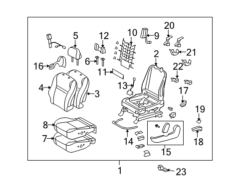 2009 Toyota Matrix Front Seat Cushion Cover, Left(For Separate Type) Diagram for 71072-02K20-B6