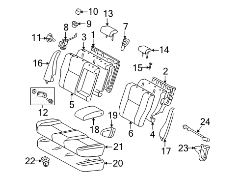 2005 Toyota Prius Support Assembly, Rear Seat HEADREST Diagram for 71970-02040-A0