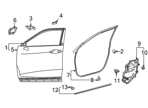 2022 Toyota Highlander Door & Components, Body Diagram 1 - Thumbnail