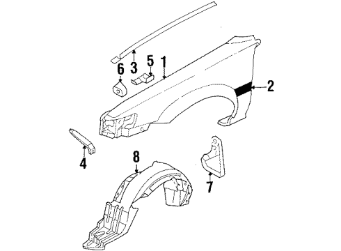 1992 Toyota Corolla Fender & Components Diagram