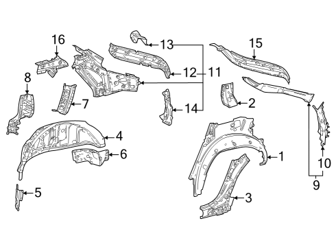 2023 Toyota bZ4X Inner Structure - Quarter Panel Diagram