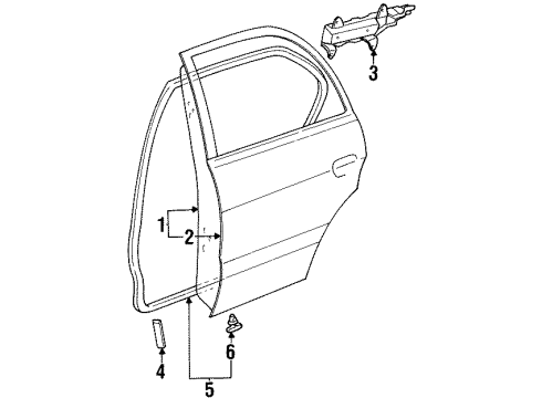 1997 Toyota Tercel Rear Door, Body Diagram