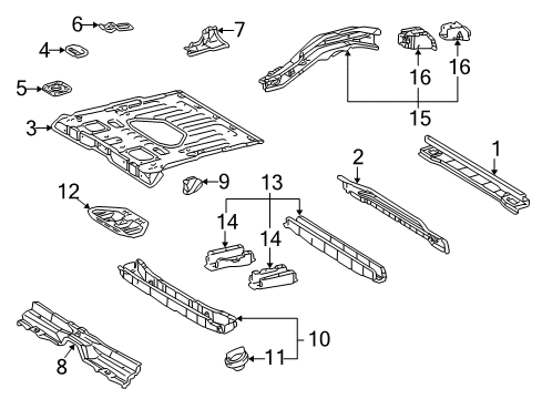 1998 Toyota RAV4 Rear Body Panel, Floor & Rails Diagram