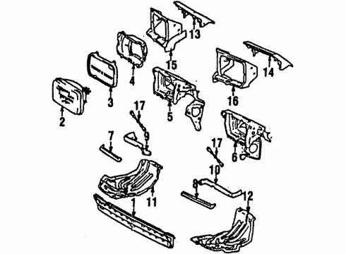 1985 Toyota MR2 Ring, Sealed Beam Retaining Diagram for 81111-16020