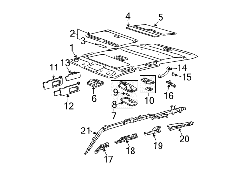 2005 Toyota 4Runner Interior Trim - Roof Diagram