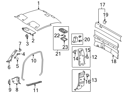 2005 Toyota Tacoma Visor Assembly, Left Diagram for 74320-AD010-B1