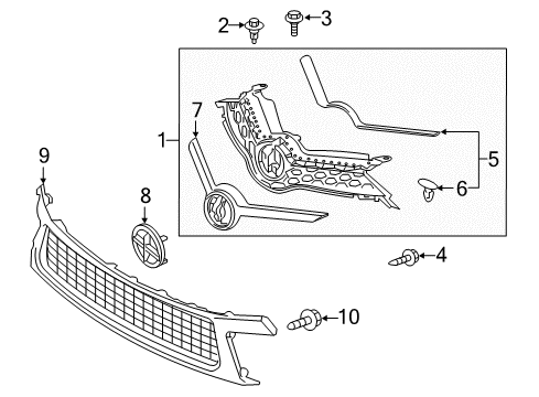 2018 Toyota Corolla iM Radiator Grille Sub-Assembly,Lower Diagram for 53102-12100