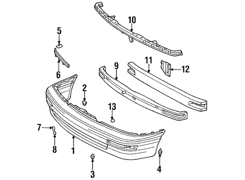 1996 Toyota Avalon Arm Sub-Assy, Front Bumper, LH Diagram for 52012-AC010