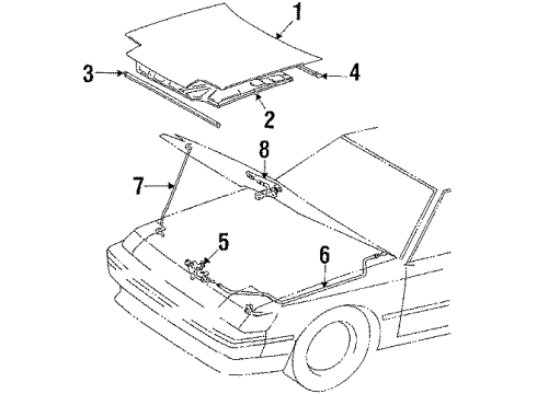 1988 Toyota Celica Hinge Assembly, Hood, RH Diagram for 53410-32011