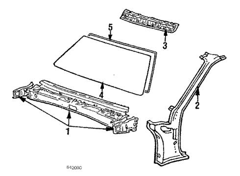 1986 Toyota Corolla Roof & Back Glass Diagram