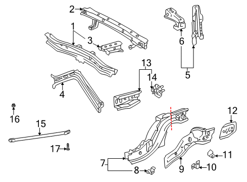 2000 Toyota MR2 Spyder Rear Floor & Rails Diagram