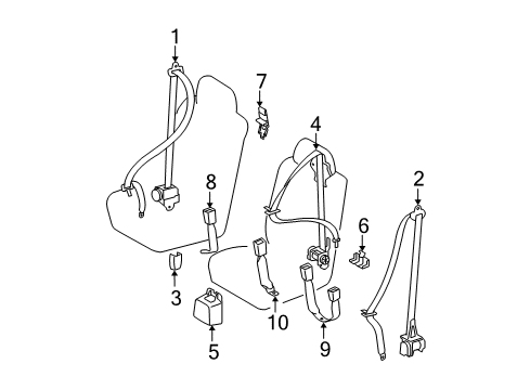 2008 Toyota Tundra Rear Seat Belts Diagram 2 - Thumbnail