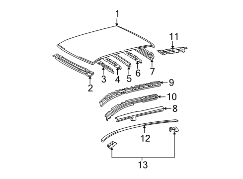 2005 Toyota Corolla Roof & Components, Exterior Trim, Body Diagram 2 - Thumbnail