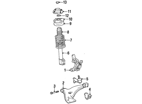 1996 Toyota Tercel Front Suspension Components, Lower Control Arm Diagram 1 - Thumbnail