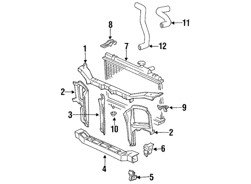 1994 Toyota Tercel Radiator & Components, Radiator Support Diagram