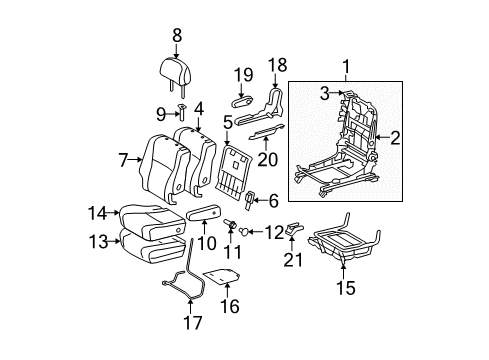 2012 Toyota Highlander Track End Cover, Inner Passenger Side Diagram for 72157-0E030-C0