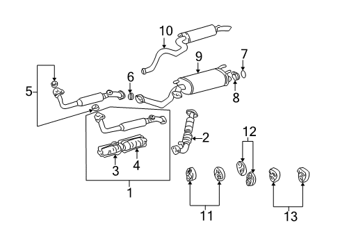 2005 Toyota Land Cruiser Front Exhaust Pipe Assembly Diagram for 17401-50230