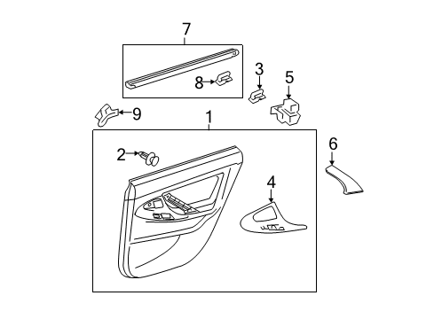 2009 Toyota Camry Board Sub-Assy, Rear Door Trim, LH Diagram for 67640-33880-B0