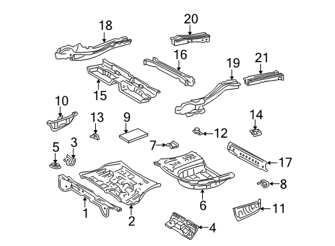 2007 Toyota Solara Rear Body - Floor & Rails Diagram