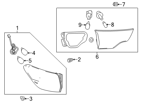 2014 Toyota Highlander Lamp Assembly, Rear, RH Diagram for 81580-0E050