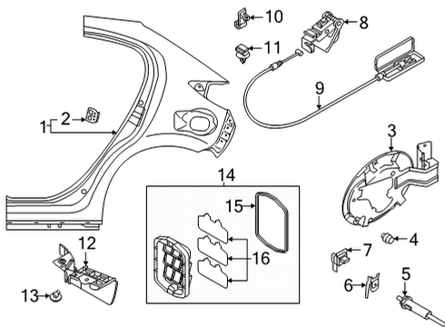 2020 Toyota Yaris Quarter Panel, Driver Side Diagram for 61602-WB006