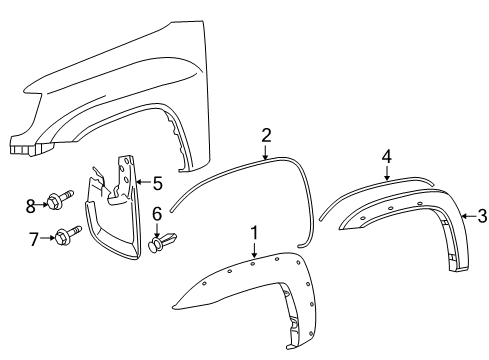 2012 Toyota Tacoma Flare, Blue, Passenger Side Diagram for 75085-04050-J1