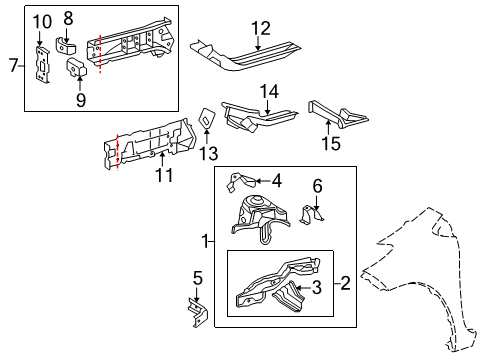 2013 Toyota Yaris Structural Components & Rails Diagram