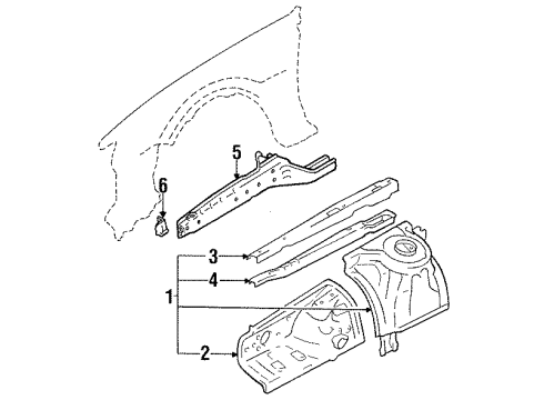 1989 Toyota Cressida Fender - Inner Structure & Rails Diagram