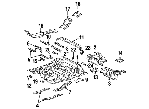 1995 Toyota T100 Reinforcement, Belt Anchor To Floor Pan Diagram for 58161-34010