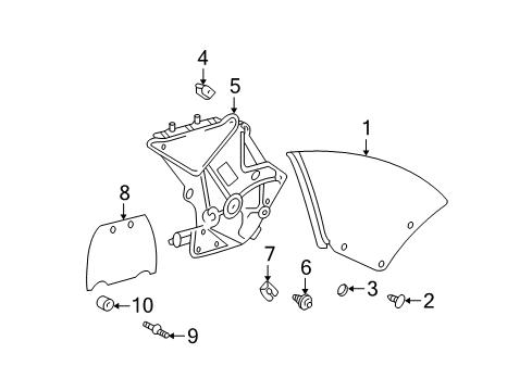 2001 Toyota Solara Regulator Assembly Retainer Diagram for 62910-AA010