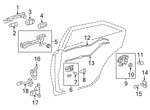 2013 Toyota Camry Rear Door - Lock & Hardware Diagram 2 - Thumbnail