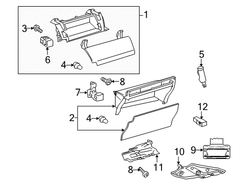 2011 Toyota Prius Stopper Sub-Assy, Glove Compartment Door Diagram for 55054-12030