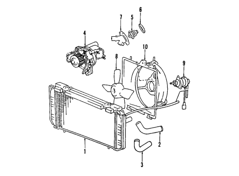 1993 Toyota MR2 Cooling System, Radiator, Water Pump, Cooling Fan Diagram 2 - Thumbnail