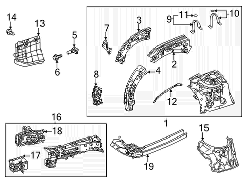 2022 Toyota Highlander Gusset, Upper Driver Side Diagram for 53786-0E010