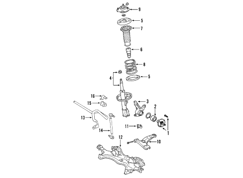 2006 Toyota Matrix Shock Absorber Assembly Front Right Diagram for 48510-09861