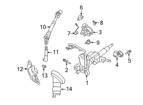 2010 Toyota Corolla Column Assembly, Steering Diagram for 45250-12C51