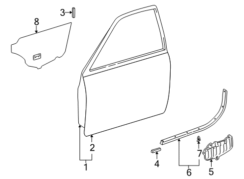 2000 Toyota Camry Front Door, Body Diagram