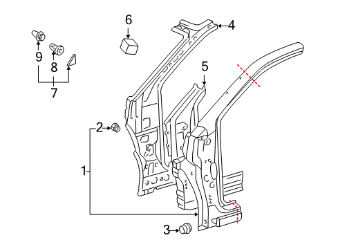 2001 Toyota Echo Cover Sub-Assembly, Front Pillar, UPR RH Diagram for 60117-52010