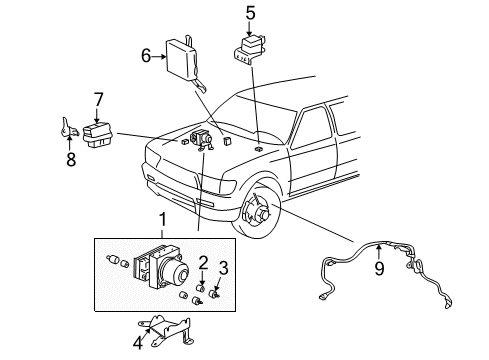 1998 Toyota 4Runner Cushion, Brake Actuator Bolt Diagram for 44546-35090