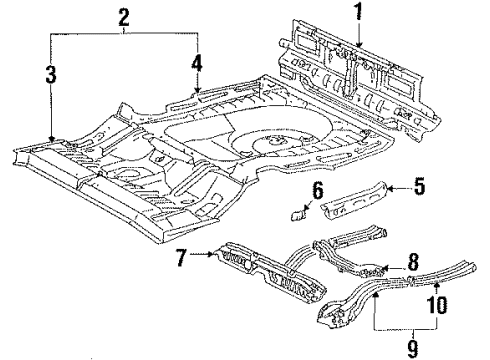 1989 Toyota Camry Member, Front Floor Cross Diagram for 57408-32020