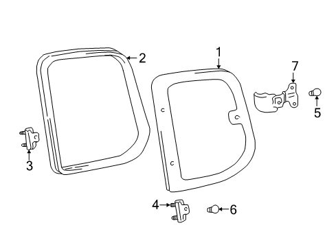 2004 Toyota Tundra Rear Door - Glass & Hardware Diagram 1 - Thumbnail