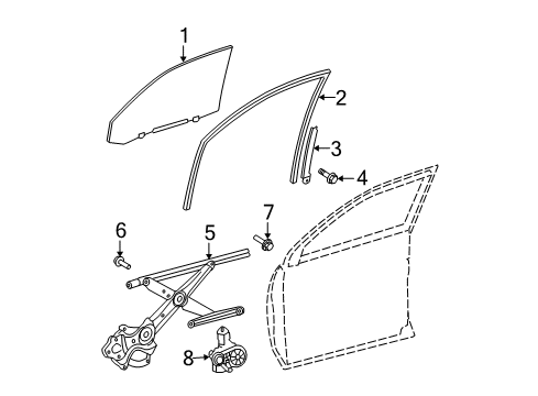 2011 Toyota Highlander Front Door - Glass & Hardware Diagram 1 - Thumbnail