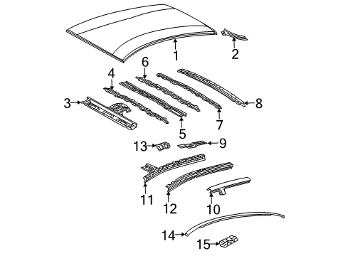 2004 Toyota Prius Roof & Components, Exterior Trim Diagram